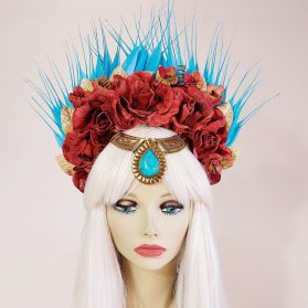 beautifully designed with velvet roses on a headband